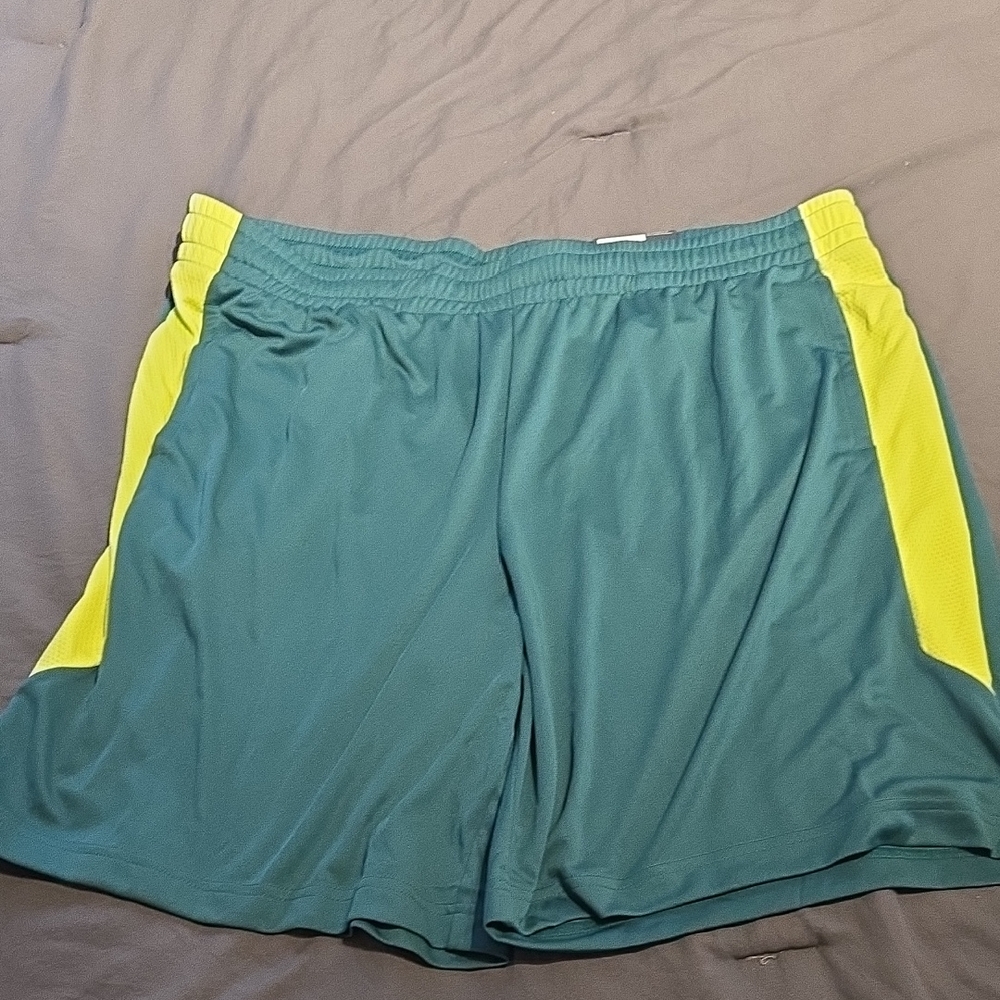 Tek Gear Athletic Shorts Green and Yellow Moisture-Wicking